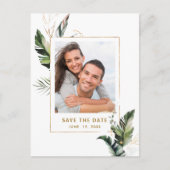 Carte Postale Faire-part Photo Mariage Tropical Foliage Gold Enregistrer la (Devant)