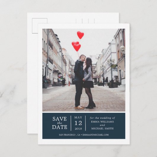 Carte Postale Faire-part Photo marine simple et moderne Enregistrer la date (Devant / Derrière)