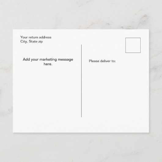 Carte Postale Faire-part Photo Marketing Votre entreprise de message  (Dos)