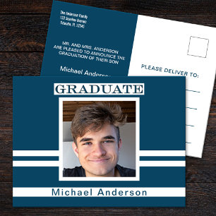 Carte Postale Faire-part photo minimaliste pour la graduation en