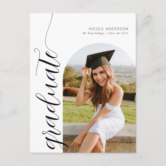 Carte Postale Faire-part photo Modern Script Graduate Arch 2 (Devant)