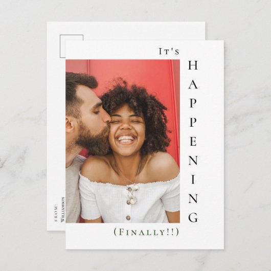 Carte Postale Faire-part Photo moderne C'est en train d'arriver Finalement  (Devant / Derrière)