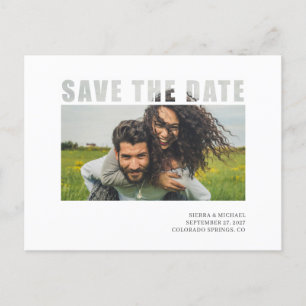 Carte Postale Faire-part Photo moderne Clair de la typographie Blanc Sauvez