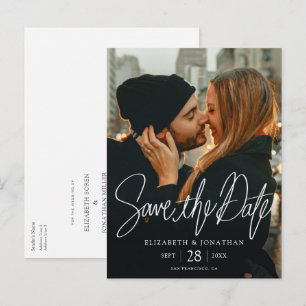 Carte Postale Faire-part Photo moderne design Enregistrer la date Mariage