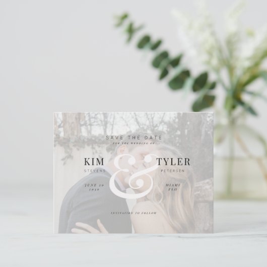 Carte Postale Faire-part Photo moderne élégant QR CODE mariage enregistrer  (Debout devant)