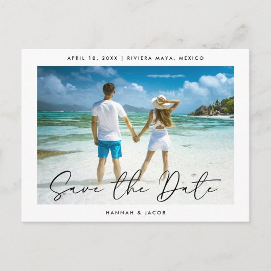 Carte Postale Faire-part Photo moderne Enregistrer la date (Devant)