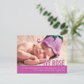 Carte postale faire-part photo moderne fille mauve (Debout devant)