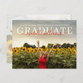 Carte Postale Faire-part Photo Moderne Graduation Tournesols (Devant / Derrière)