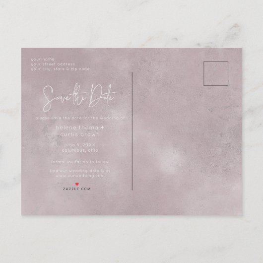 Carte Postale Faire-part Photo moderne rose poussiéreux (Dos)