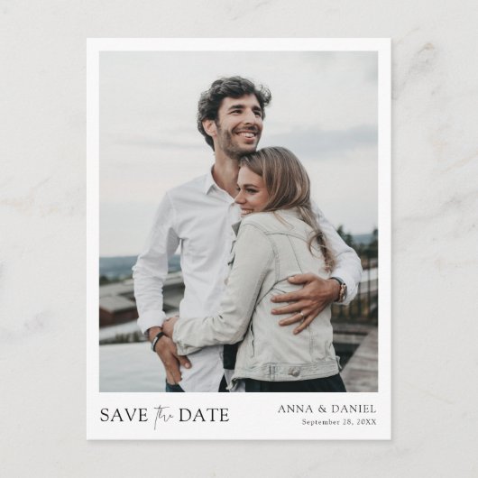 Carte Postale Faire-part Photo moderne simple et design Enregistrer la date (Devant)