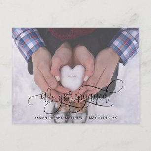 Carte Postale Faire-part Photo, Nous sommes fiancés Calligraphie noire Fian