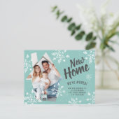 Carte Postale Faire-part Photo nouvelle maison Neige d'hiver en mouvement (Debout devant)