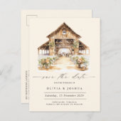 Carte Postale Faire-part Photo occidentale rustique moderne Sauvez la date (Devant / Derrière)