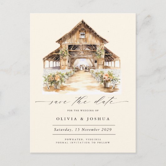 Carte Postale Faire-part Photo occidentale rustique moderne Sauvez la date (Devant)