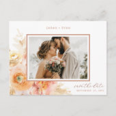 Carte Postale Faire-part Photo Peach Blush Terracotta Wedding Enregistrer l (Devant)