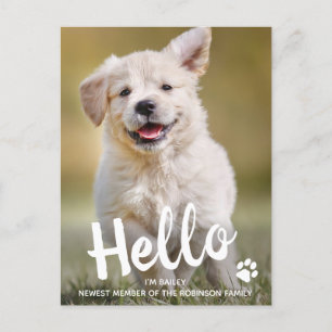Carte Postale Faire-part Photo personnalisé Bonjour nouveau chiot chien