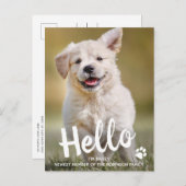 Carte Postale Faire-part Photo personnalisé Bonjour nouveau chiot chien (Devant / Derrière)