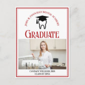 Carte Postale Faire-part Photo personnalisé de l'école dentaire rouge pour (Devant)