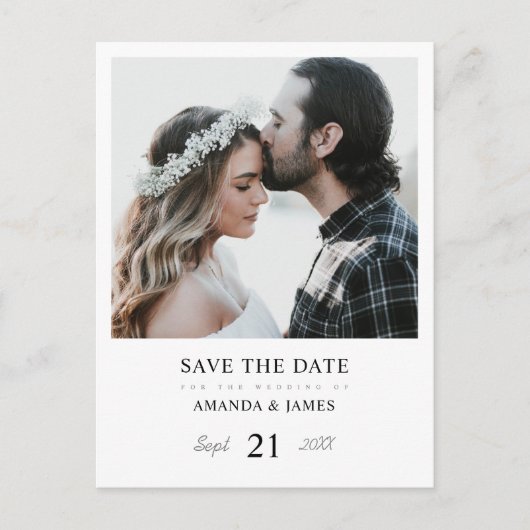 Carte Postale Faire-part Photo personnalisée simple et élégante Enregistrer (Devant)