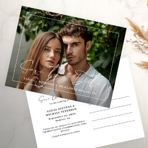 Carte Postale Faire-part Photo plein cadre simple moderne élégant mariage
