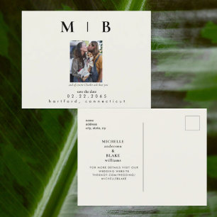 Carte Postale Faire-part Photo pour animaux de compagnie Monogramme Cream E