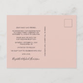 Carte Postale Faire-part Photo Réception de mariage rose vif Enregistrer la (Dos)