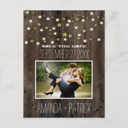 Carte Postale Faire-part Photo Rustic Grange Mariage en bois Enregistrer Le (Devant)