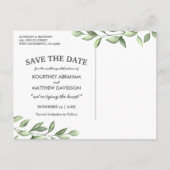 Carte Postale Faire-part Photo rustique Enregistrer la date | Mariage verdo (Dos)