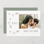 Carte Postale Faire-part Photo Sage Enregistrer la date Site Mariage QR Cod (Devant / Derrière)