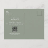 Carte Postale Faire-part Photo Sage Enregistrer la date Site Mariage QR Cod (Dos)