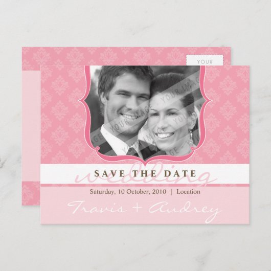 Carte Postale Faire-part PHOTO SAVE THE DATE :: cadre photo élégance 6 (Devant / Derrière)