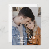 Carte Postale Faire-part Photo simple moderne BW Texte Mariage Enregistrer  (Devant / Derrière)