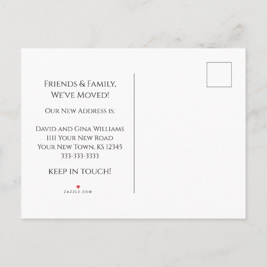 Carte Postale Faire-part Photo simple que nous avons déplacée (Dos)