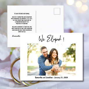 Carte Postale Faire-part photo stylish We Eloped