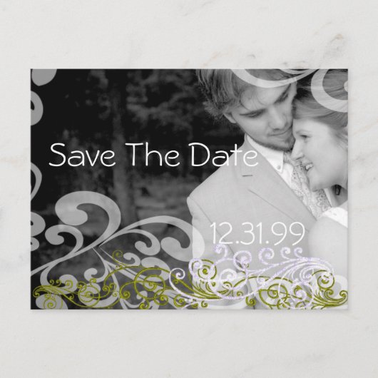 Carte Postale Faire-part Photo tourbillonnant Enregistrer La Date (Devant)