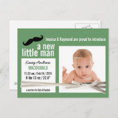 Carte Postale Faire-part Photo verte New Little Man (Devant / Derrière)