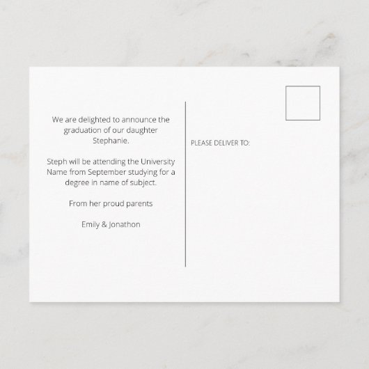 Carte Postale Faire-part Photo Virtually Graduated 2022 Graduation Noir (Dos)