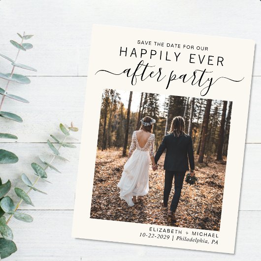 Carte Postale Faire-part Photo Wedding Reception Cream Enregistrer La Date