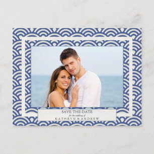 Carte Postale Faire-part Photographie de save the date avec vagues Seigaiha