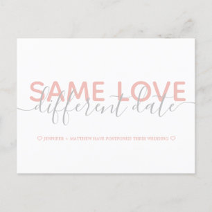 Carte Postale Faire-part Photographie de typographie de mariage Pink Change