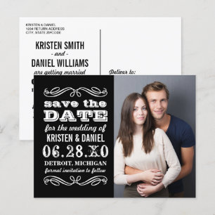 Carte Postale Faire-part Photographie noir et blanc Enregistrer la date