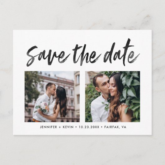 Carte Postale Faire-part Photos de Carré Mariage moderne Enregistrer la dat (Devant)