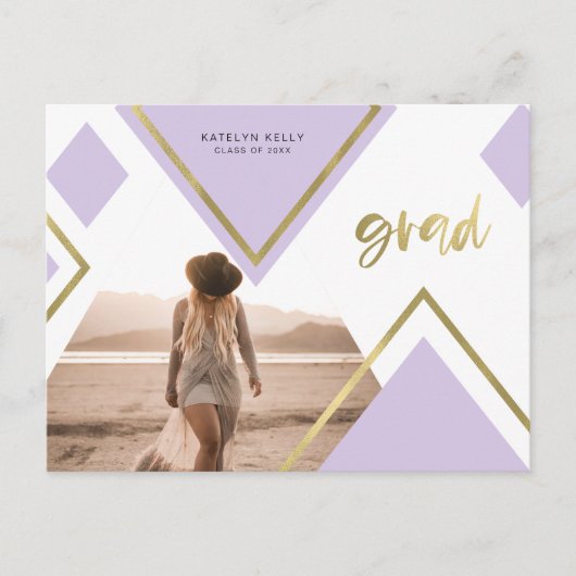 Carte Postale Faire-part Photos Géométriques Annonces de Graduation (Devant)