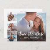 Carte Postale Faire-part Photos Overlapped Mariage Enregistrer La Date Cart (Devant / Derrière)