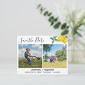 Carte Postale Faire-part Photos personnalisées citrons Enregistrer la date (Debout devant)