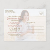 Carte Postale Faire-part Photos Then & Now Diplôme Enregistrez la date Rose (Dos)