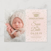 Carte Postale Faire-part Photos Then & Now Diplôme Enregistrez la date Rose (Devant)