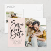 Carte Postale Faire-part Pinceau aquarelle rouge Calligraphie Sauvegarder n (Devant / Derrière)