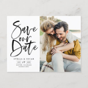 Carte Postale Faire-part Pinceau d'aquarelle noire Calligraphie Sauvegarder