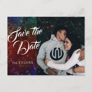 Carte Postale Faire-part Pinceaux Vibrants Photo de date de mariage de to